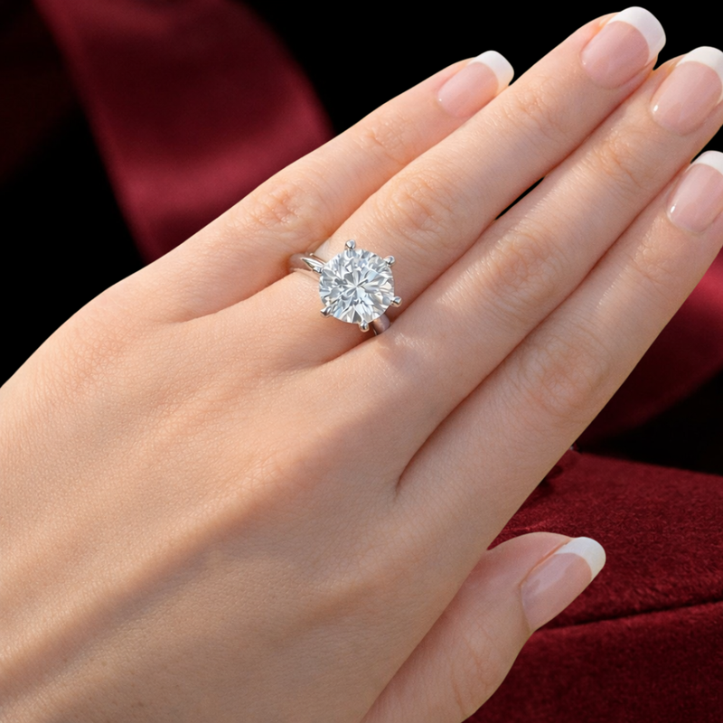 Solitario ITA DIAMOND in moissanite indossato sulla mano
